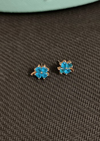 Mavi lotus Mini Kadın Küpeler - Görsel 3