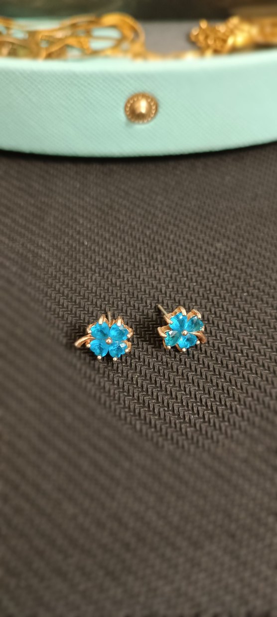 Mavi lotus Mini Kadın Küpeler - Görsel 2