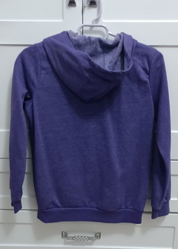 Kız Çocuk Mor Kapüşonlu Fermuarlı Sweatshirt - Görsel 6