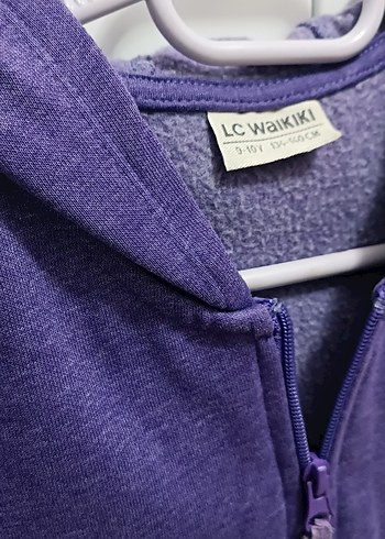 Kız Çocuk Mor Kapüşonlu Fermuarlı Sweatshirt - Görsel 4