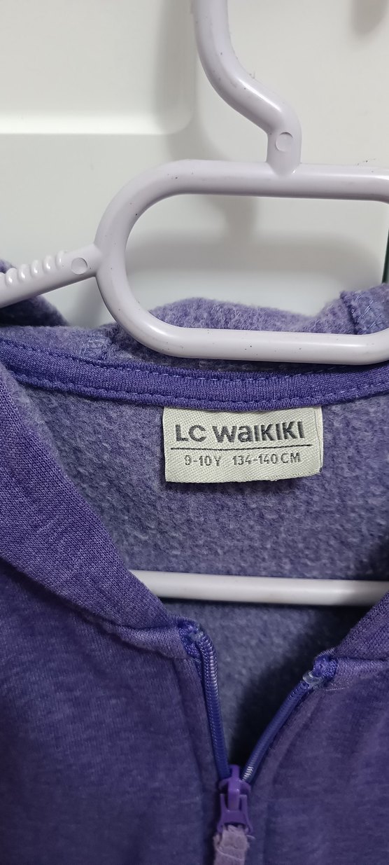 Kız Çocuk Mor Kapüşonlu Fermuarlı Sweatshirt - Görsel 3