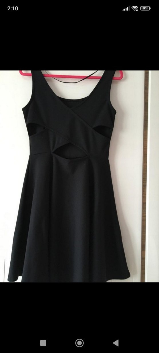 Siyah Midi Kolsuz Basic Elbise - Görsel 2