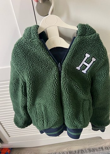 Tommy Erkek Çocuk  çift taraflı Yeşil Kapüşonlu Polar Ceket - Görsel 2