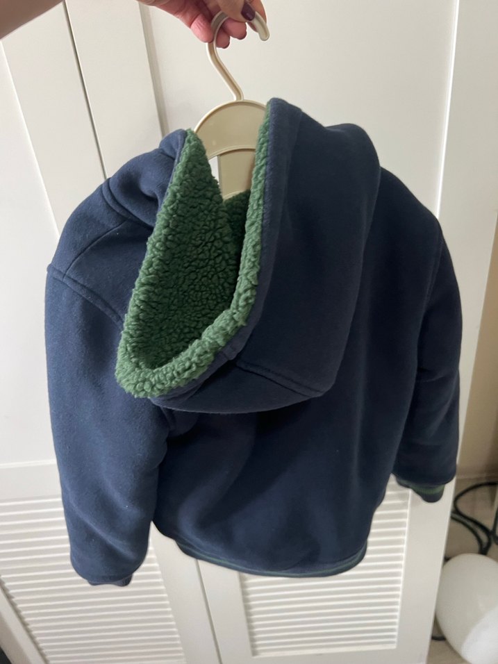 Tommy Erkek Çocuk  çift taraflı Yeşil Kapüşonlu Polar Ceket - Görsel 4