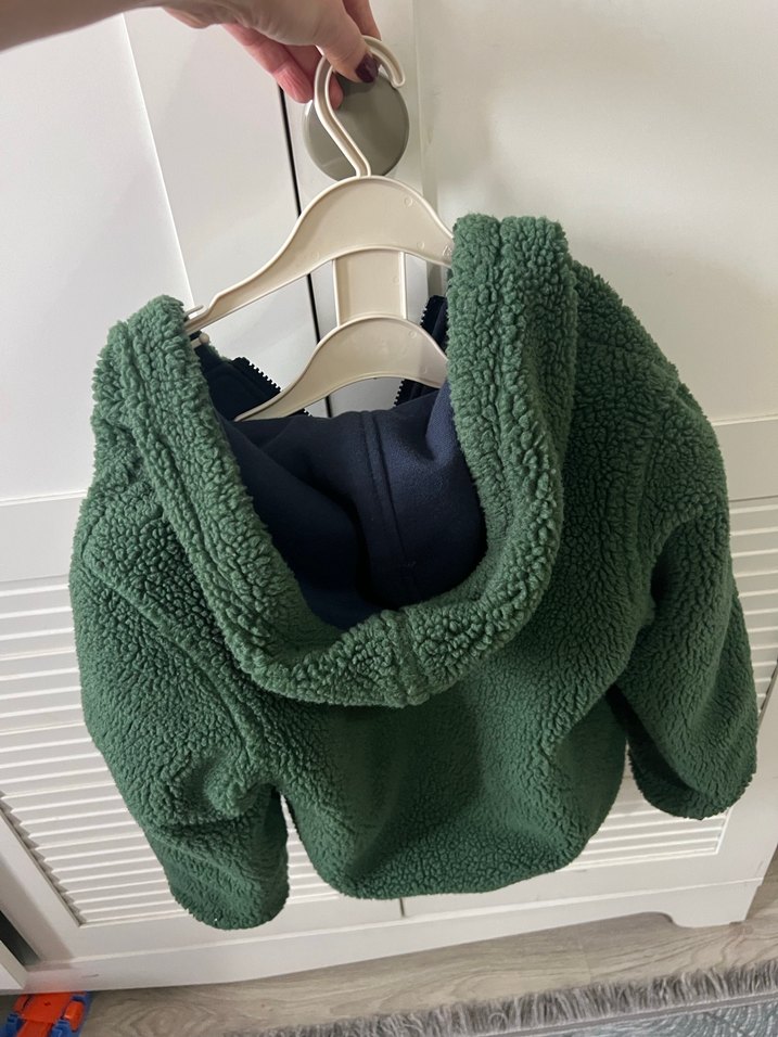 Tommy Erkek Çocuk  çift taraflı Yeşil Kapüşonlu Polar Ceket - Görsel 3