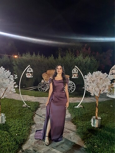 Abiye fon saten kayık elbise