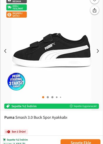 Puma Smash 3 0 Buck Siyah Erkek Cocuk Spor Ayakkabi