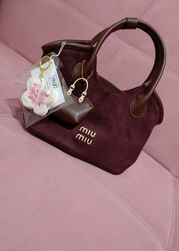 Beden Bordo Süet Miu Miu Kadın Çanta Seti