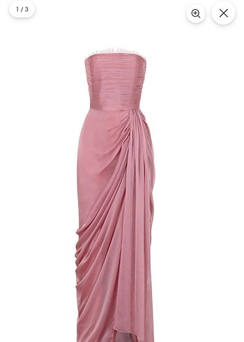 Abiye Urban muse Pembe Straplez Uzun Abiye Elbise