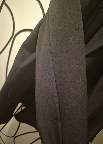 Drapeli Siyah Uzun Kollu Tuxedo Ceket