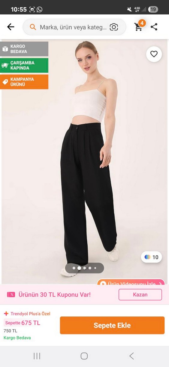 Siyah yüksel bel keten palazzo pantolon - Görsel 2