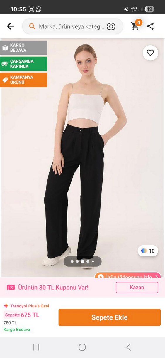 Siyah yüksel bel keten palazzo pantolon - Görsel 3