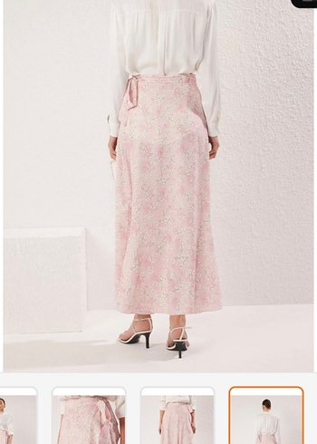 Pembe Uzun Drapeli Bağlamalı Etek - Görsel 5