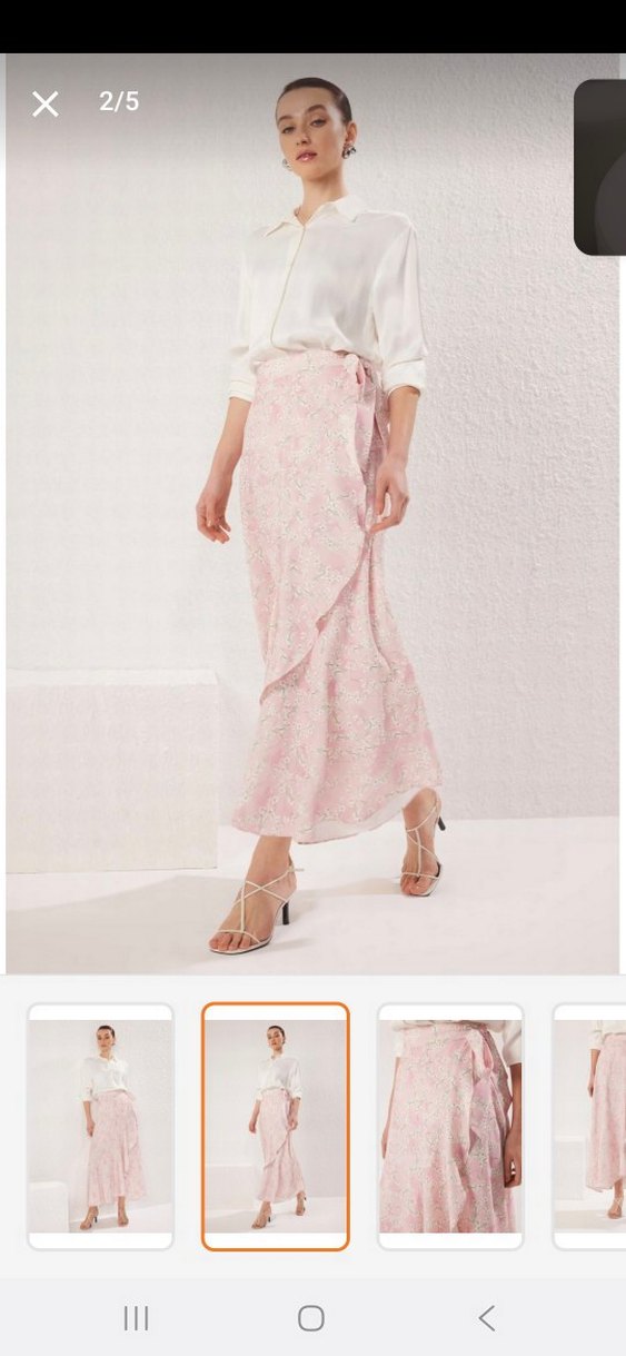 Pembe Uzun Drapeli Bağlamalı Etek - Görsel 2