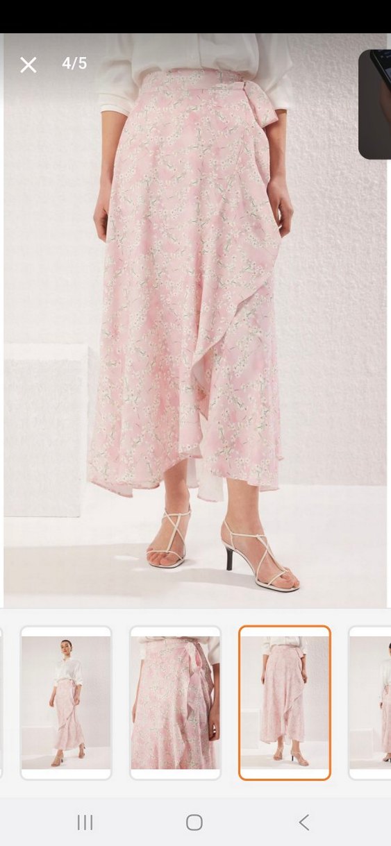 Pembe Uzun Drapeli Bağlamalı Etek - Görsel 4