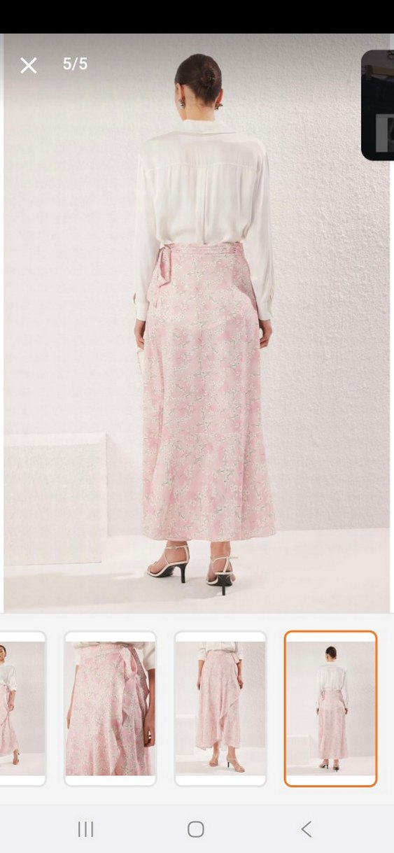 Pembe Uzun Drapeli Bağlamalı Etek - Görsel 5