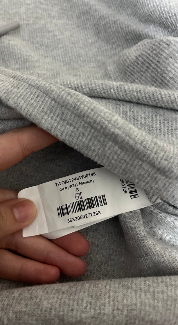 Gri Yüksek Yaka Kadın Sweatshirt - Görsel 4