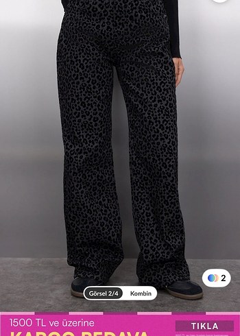 Kadın siyah Leopar Desenli jean - Görsel 4