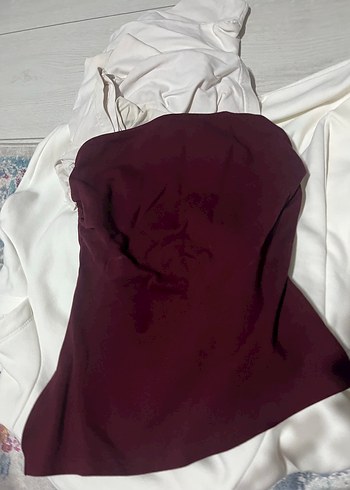 bershka straplez bordo crop