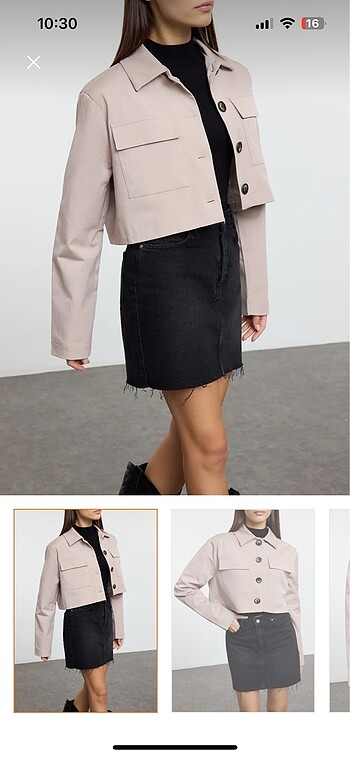 m Beden Bej Crop Ceket