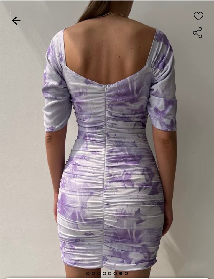 Düğmeli V Yaka Mor Midi Mini Elbise - Görsel 2