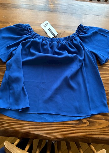 Adil Işık ADL, straplez kol, Mavi, Kısa Kollu, Fırfırlı Bluz - Görsel 4