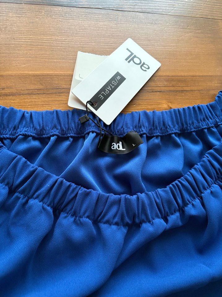 Adil Işık ADL, straplez kol, Mavi, Kısa Kollu, Fırfırlı Bluz - Görsel 2