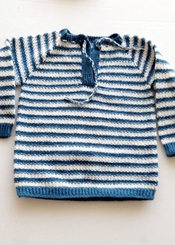 Mavi Beya Erkek Çocuk Çizgili Örgü Kazak - Görsel 2