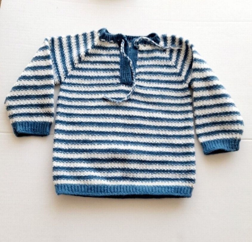 Mavi Beya  Erkek Çocuk Çizgili Örgü Kazak - Görsel 2