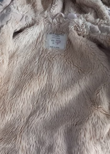 zara Kız Çocuk Bej Kürklü Kapüşonlu Mont - Görsel 2