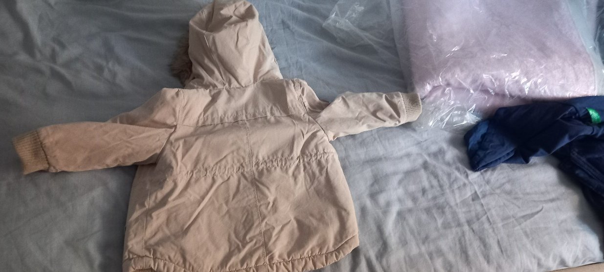 zara Kız Çocuk Bej Kürklü Kapüşonlu Mont - Görsel 4