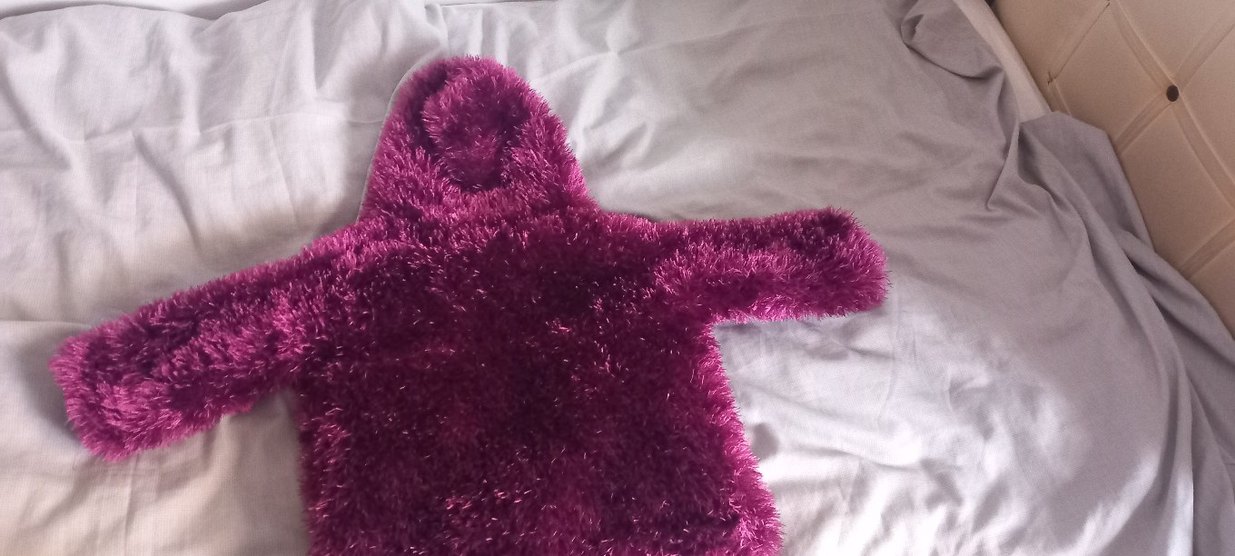 mor Kapüşonlu kız cocuk hırka mont - Görsel 3