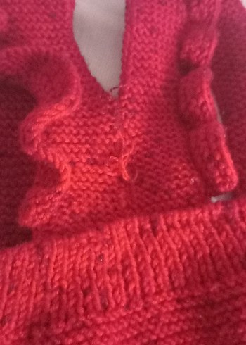 Kırmızı Örgü Bebek Kız Tulum - Görsel 5