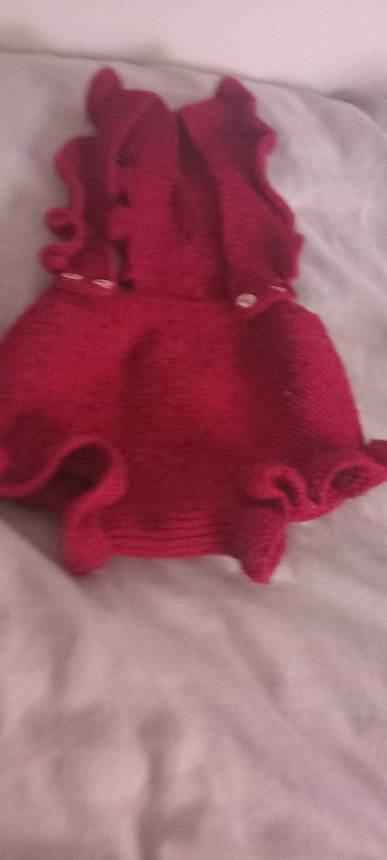 Kırmızı Örgü Bebek Kız Tulum - Görsel 4