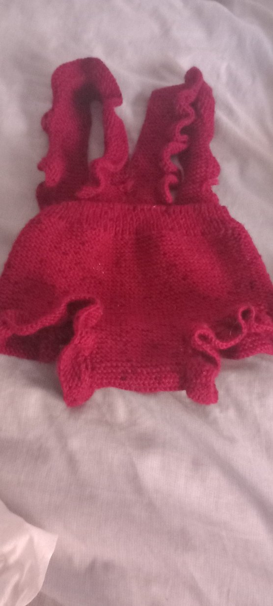 Kırmızı Örgü Bebek Kız Tulum - Görsel 2