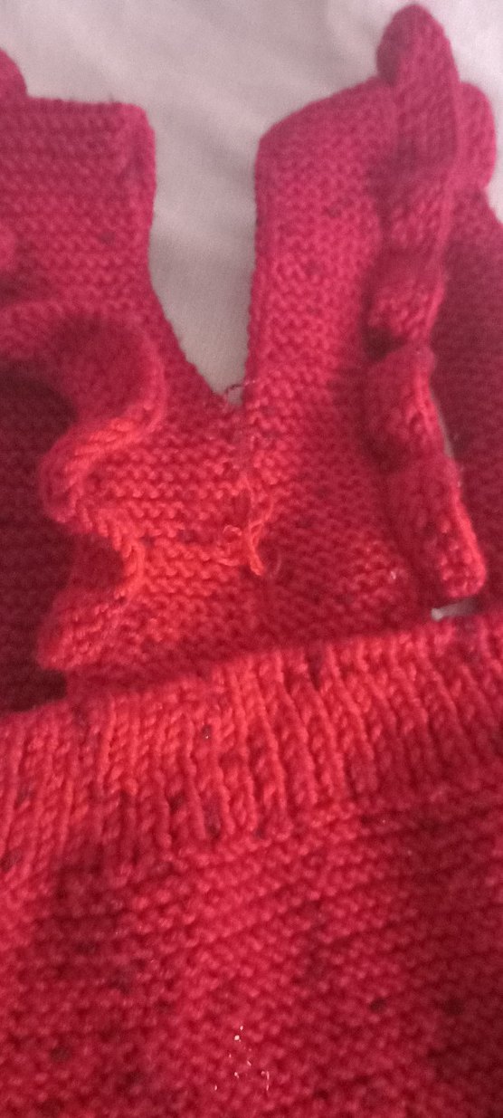 Kırmızı Örgü Bebek Kız Tulum - Görsel 5