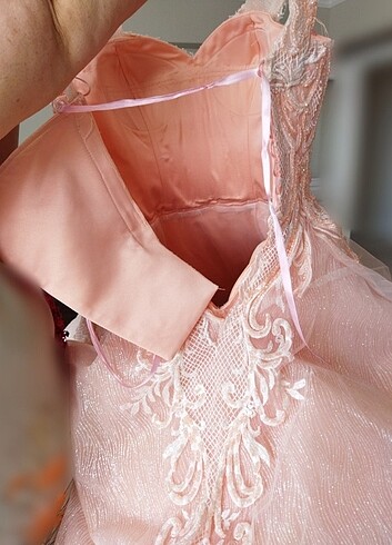 Somon rengi kabarık abiye  - Görsel 8