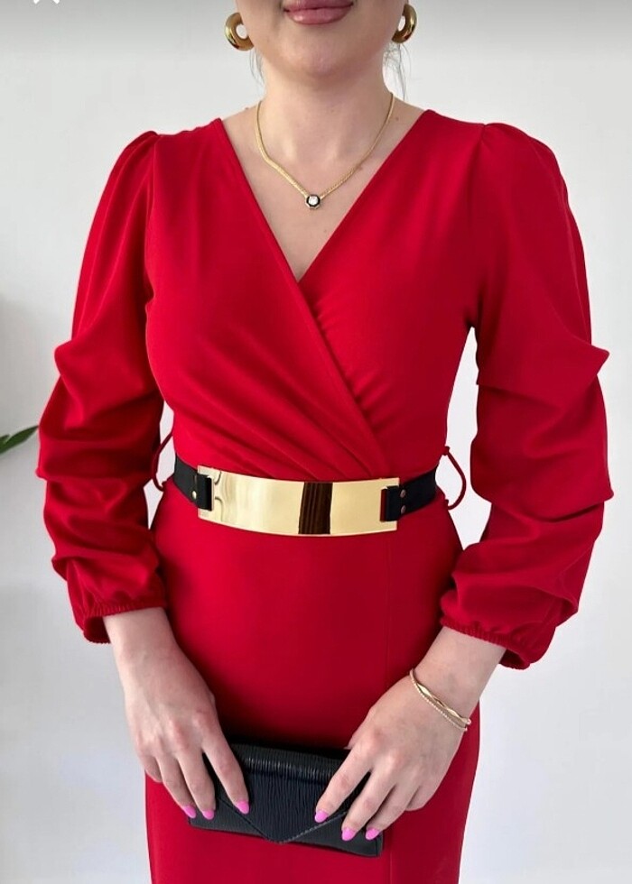 Kırmızı Şık elbise - Görsel 3
