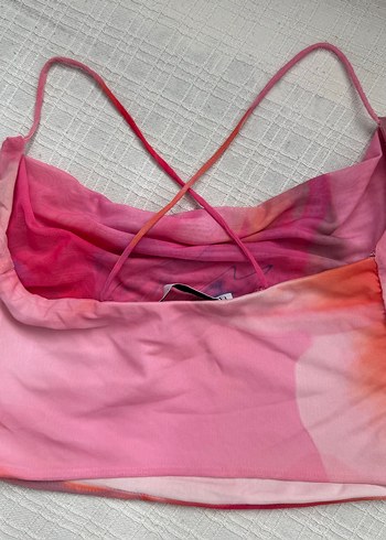 xs Beden pembe Renk Pembe tül detaylı crop