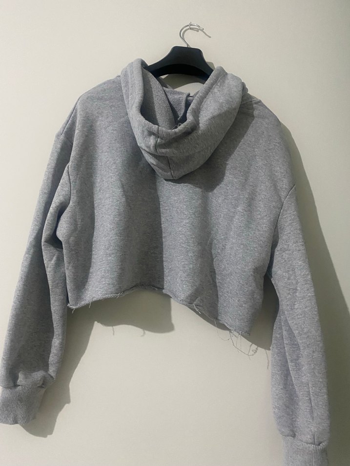 Gri Looney Tunes Baskılı Kısa Sweatshirt - Görsel 2