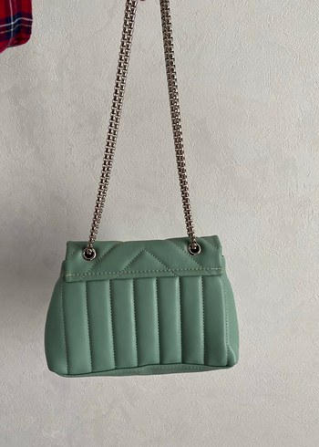 Zincir Detaylı Turkuaz Deri Kadın Çanta - Görsel 2