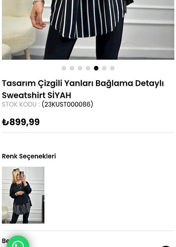 Siyah Çizgili Yanları Bağlamalı Sweatshirt - Görsel 2