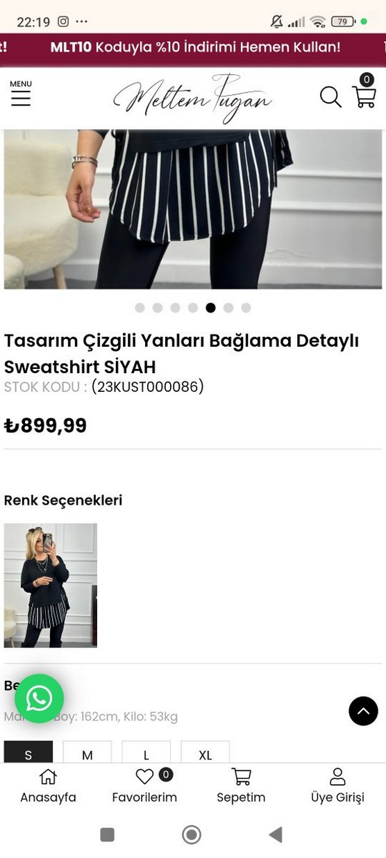 Siyah Çizgili Yanları Bağlamalı Sweatshirt - Görsel 2