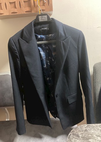 40 Beden siyah Renk Düğmeli lacivert Kadın Blazer Ceket