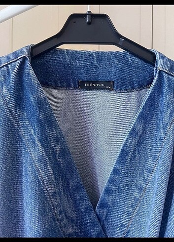 Kuşaklı denim ceket - Görsel 7