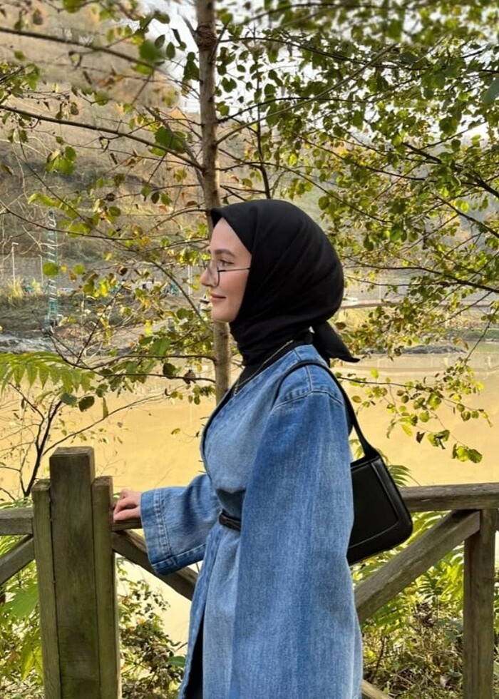 Kuşaklı denim ceket - Görsel 2