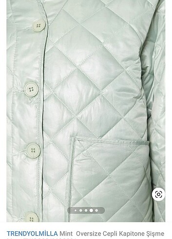 Yeşil kapitone mont - Görsel 2