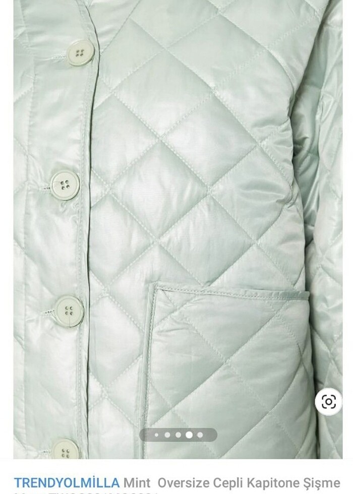 Yeşil kapitone mont - Görsel 2