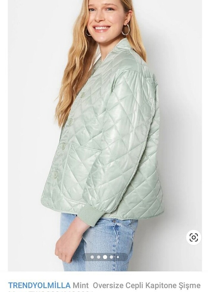 Yeşil kapitone mont - Görsel 3