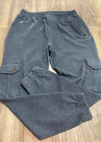 Gri Erkek pamuklu kargo modell eşofman altı - Görsel 3